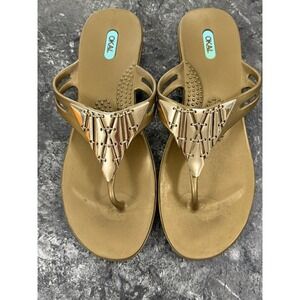 Oka-b Womens Flip Flop Sandal Womens Size L 9-10 Golden. Beach Travel